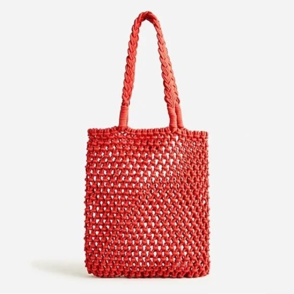 JCrew Red Cadiz Cotton Woven Tote - NWOT